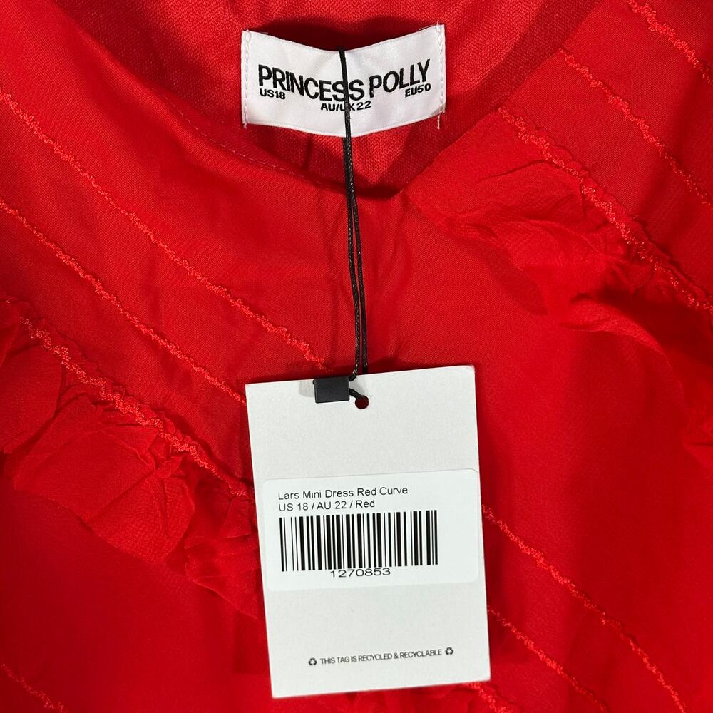 Princess Polly Lars Mini Dress Red Plus Size 18 Cherry - Picture 7 of 11